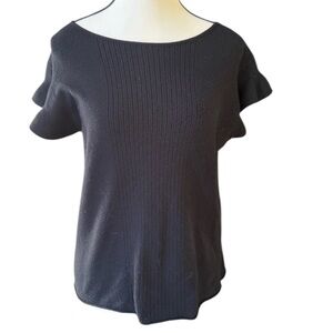VILA MILANO ladies, large pullover, short sleeve black sweater very good cond